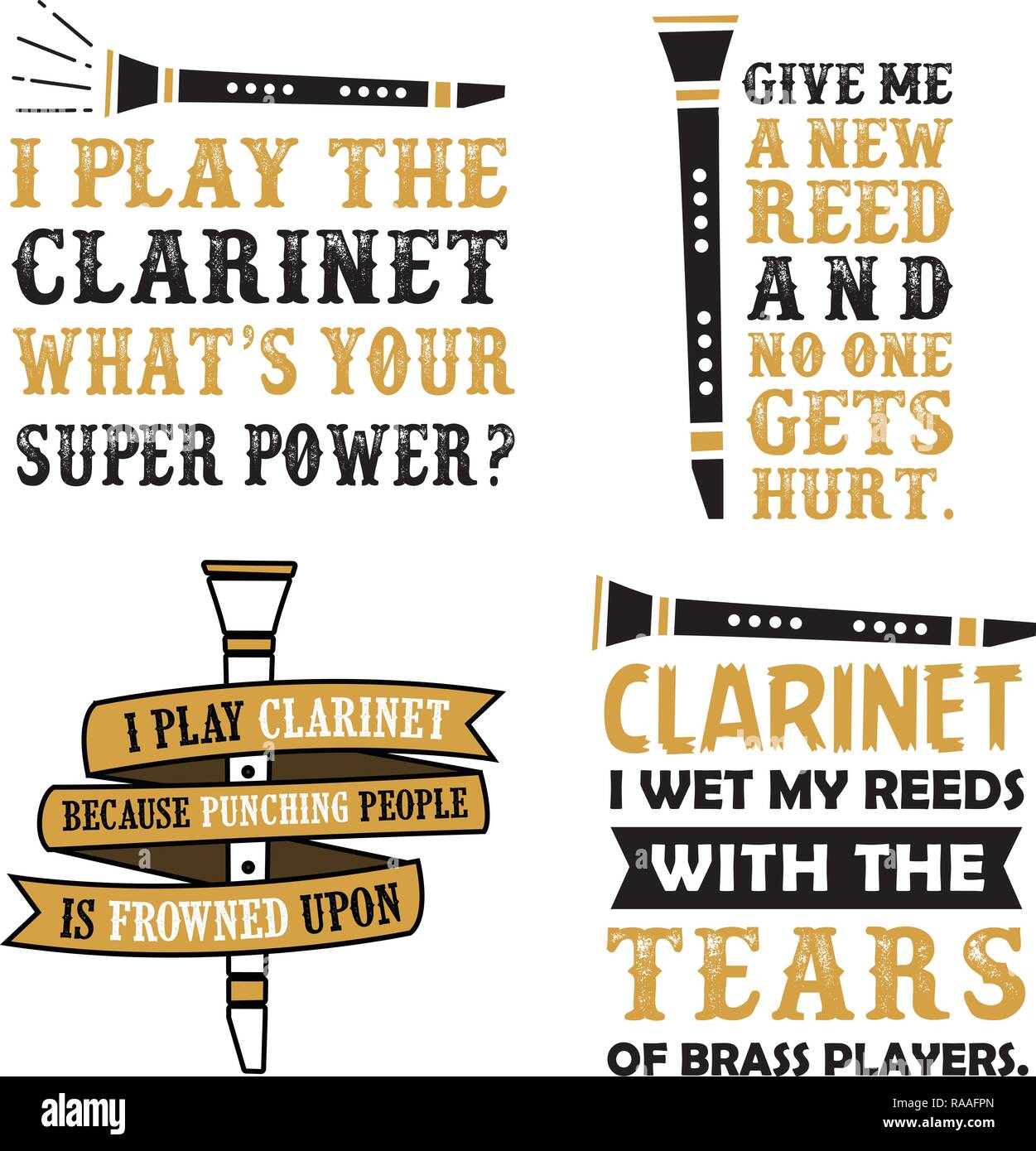 Clarinet Quotes Saying, vector best for print design like t-shirt, mug, frame and other Stock Vector