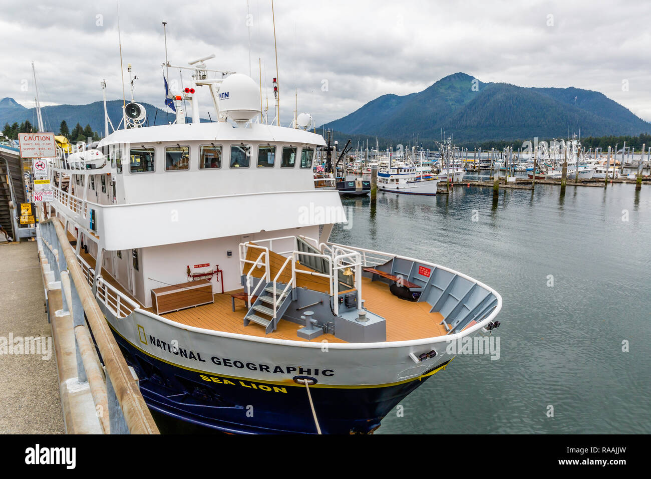 The National Geographic Sea Lion at dock in Petersburg, southeast Alaska, USA. Stock Photo