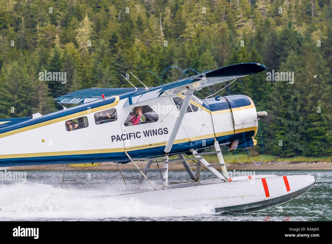 A sightseeing plane takes off in Petersburg, Southeast Alaska, USA. Stock Photo