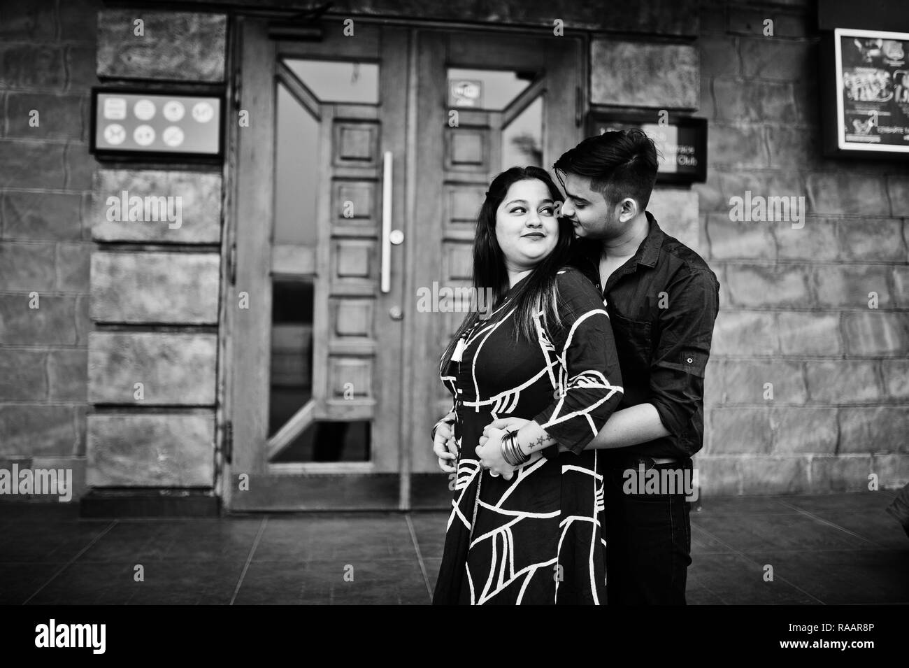 Love story of indian couple posed outdoor. Stock Photo