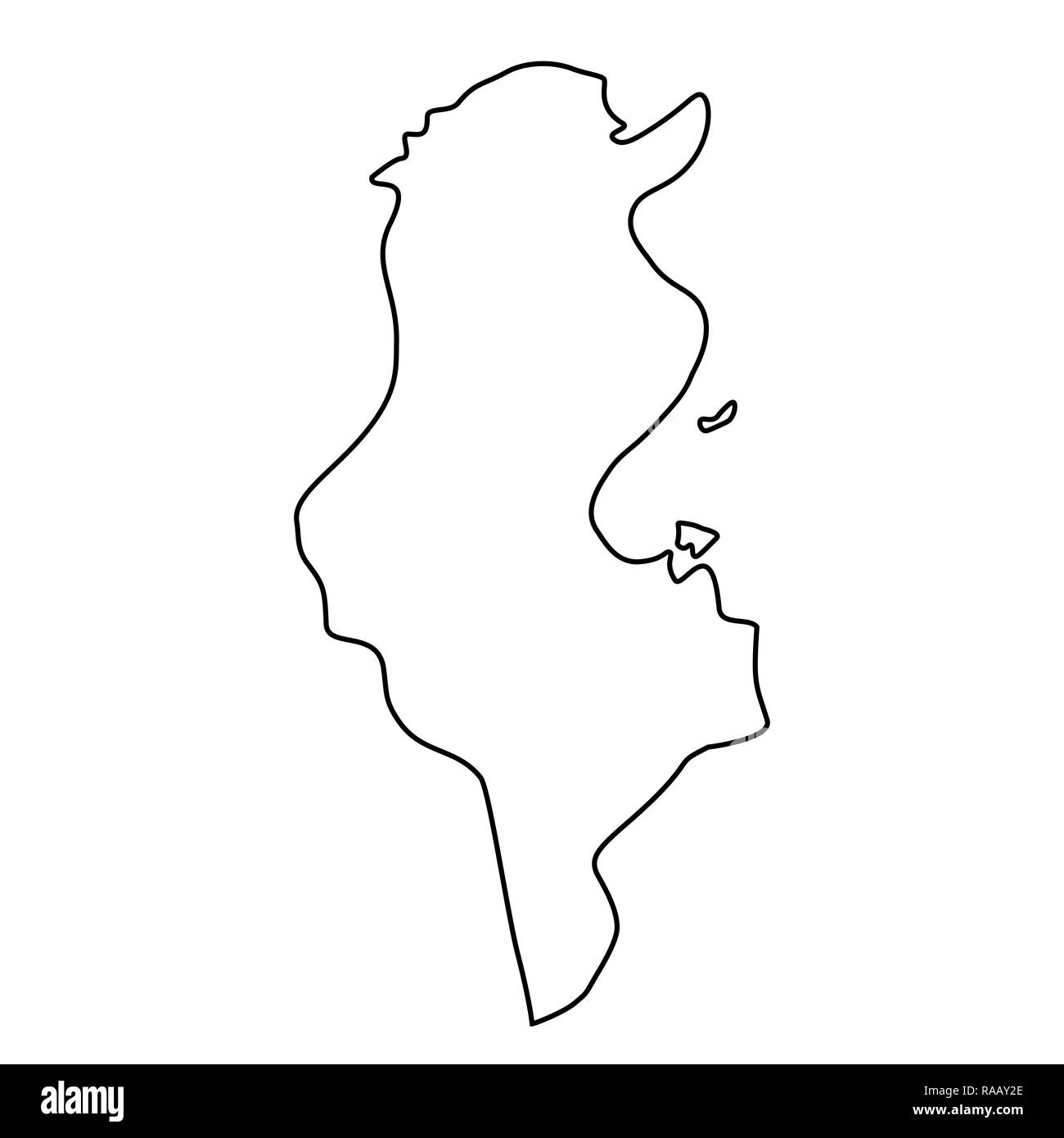 map of Tunisia - outline. Silhouette of map of Tunisia  illustration Stock Photo