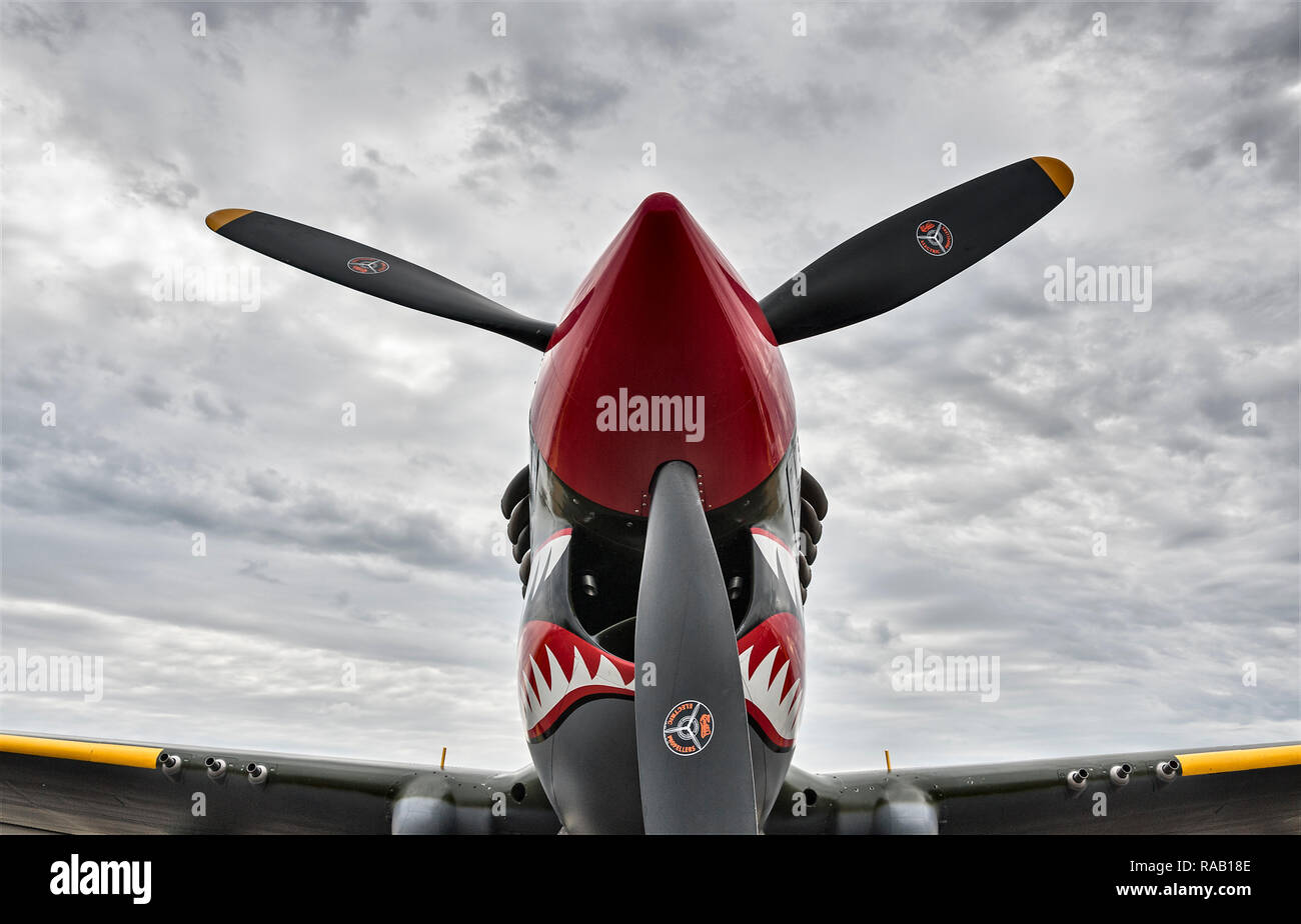 Curtiss P-40 Warhawk against a large cloudy sky Stock Photo - Alamy