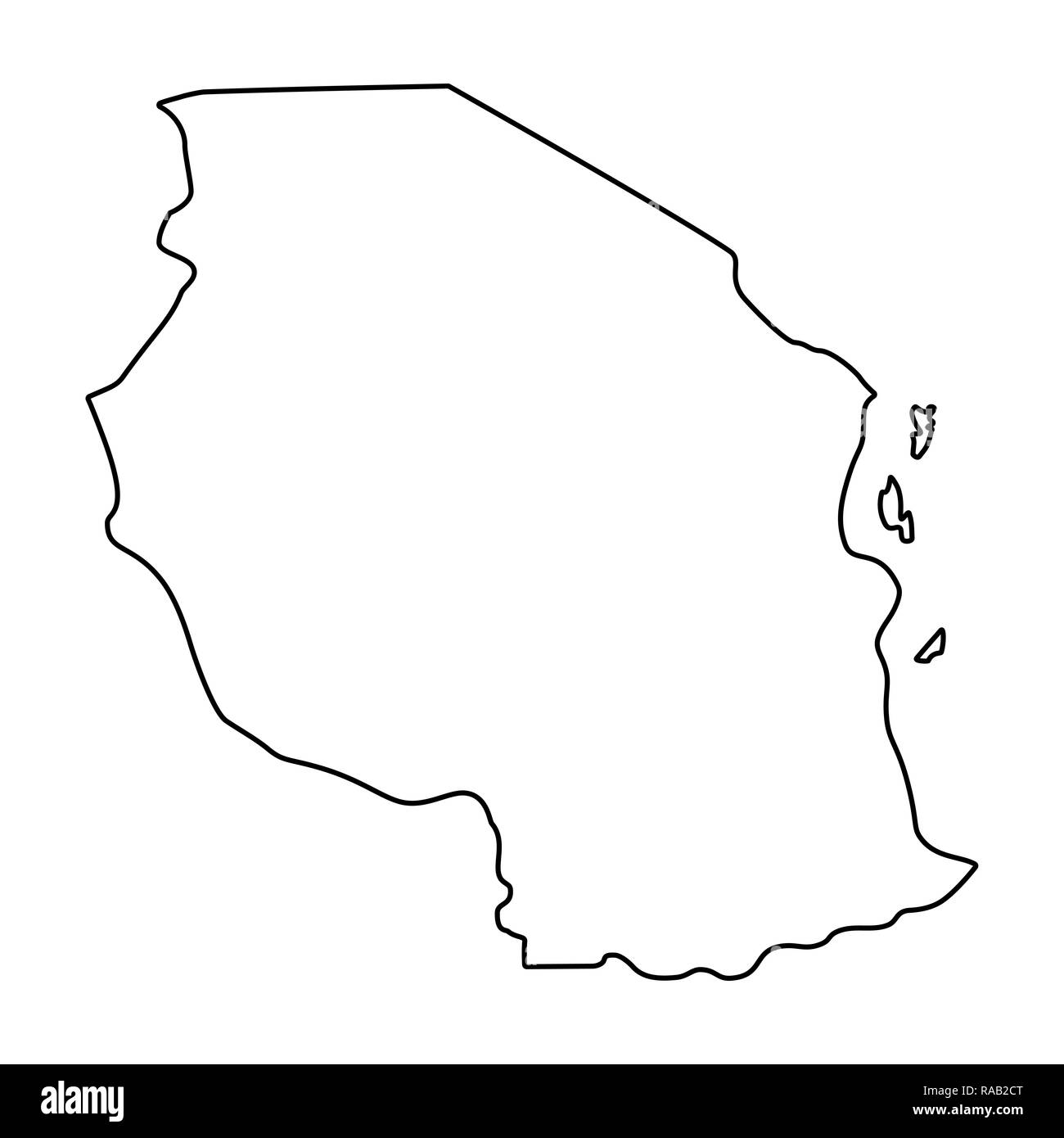 map of Tanzania - outline. Silhouette of Tanzania map  illustration Stock Photo