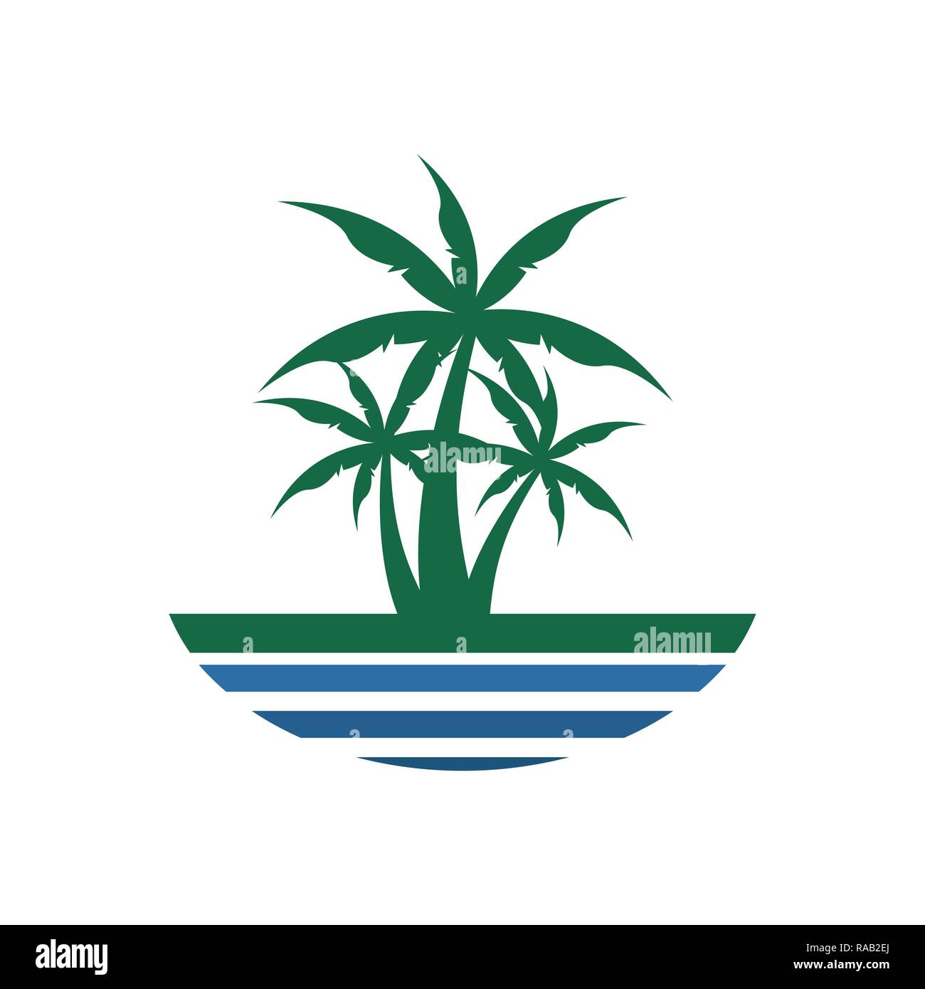Center Palm Trees Beach View Vector Illustration Graphic Design