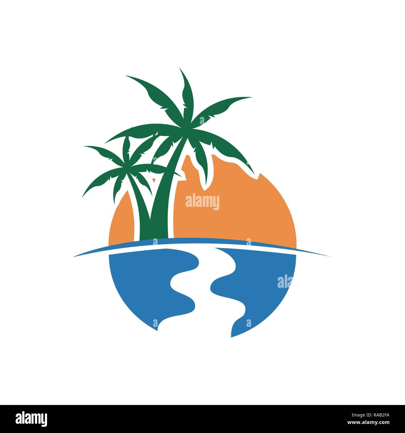 Palm Tree Sunset View Vector Illustration Graphic Design Template Stock ...