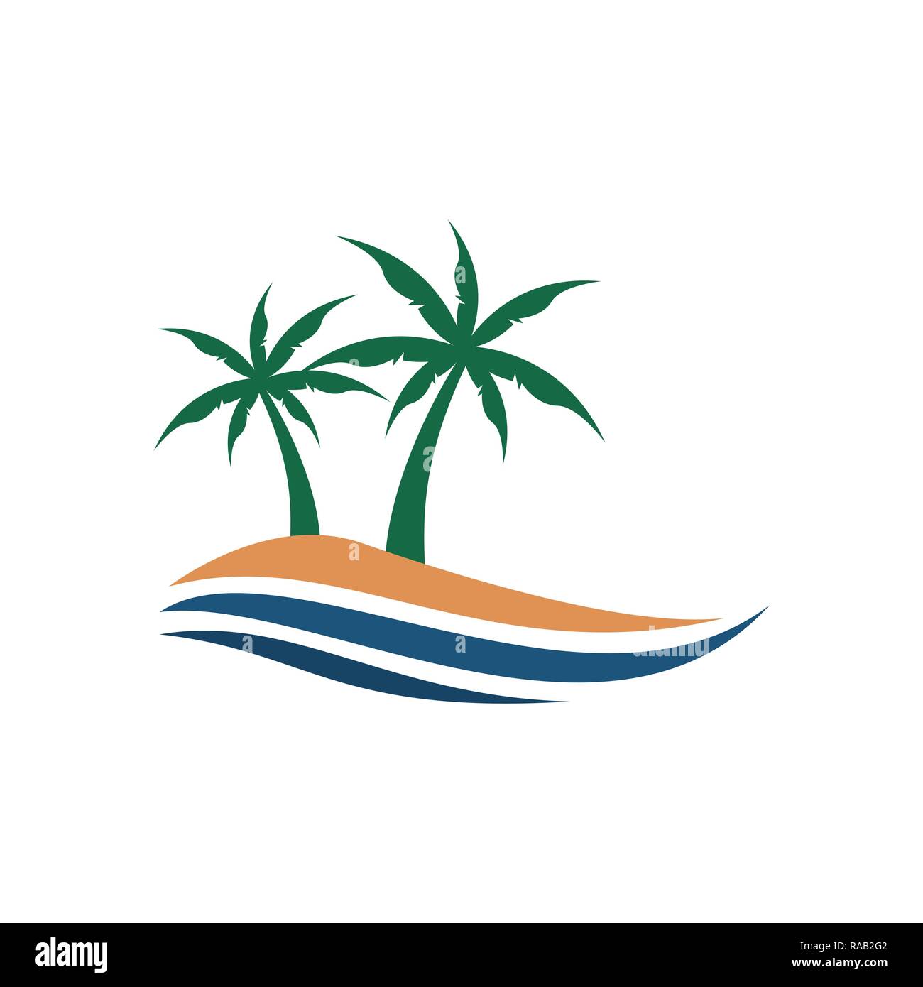 Palm Beach Island View Vector Illustration Graphic Design Template