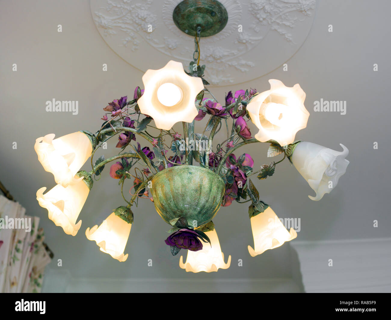 Closeup Of A Modern Chandelier In Art Deco Style Hanging On The