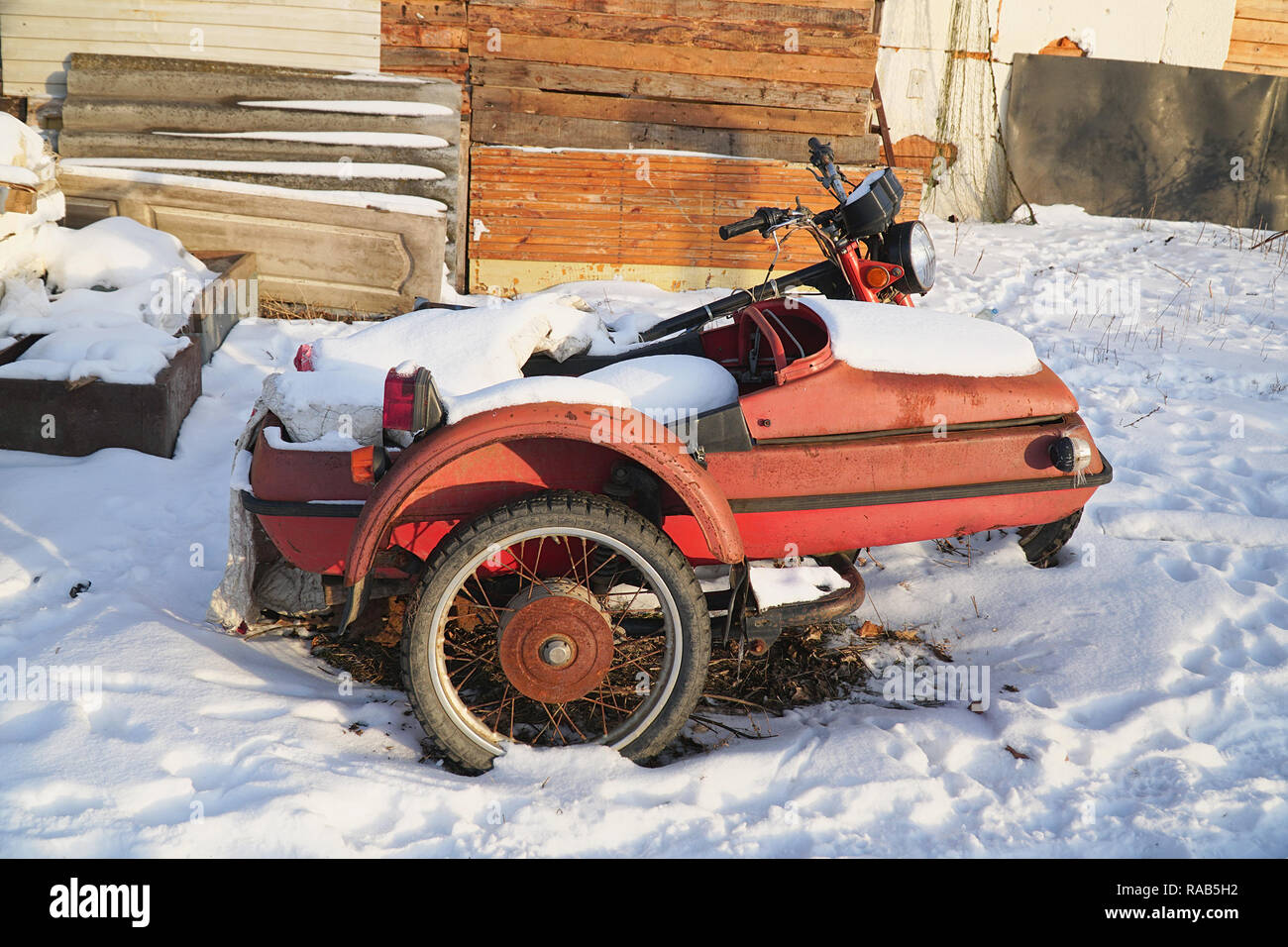 Old abandoned motorcycle with sidecar Stock Photo - Alamy