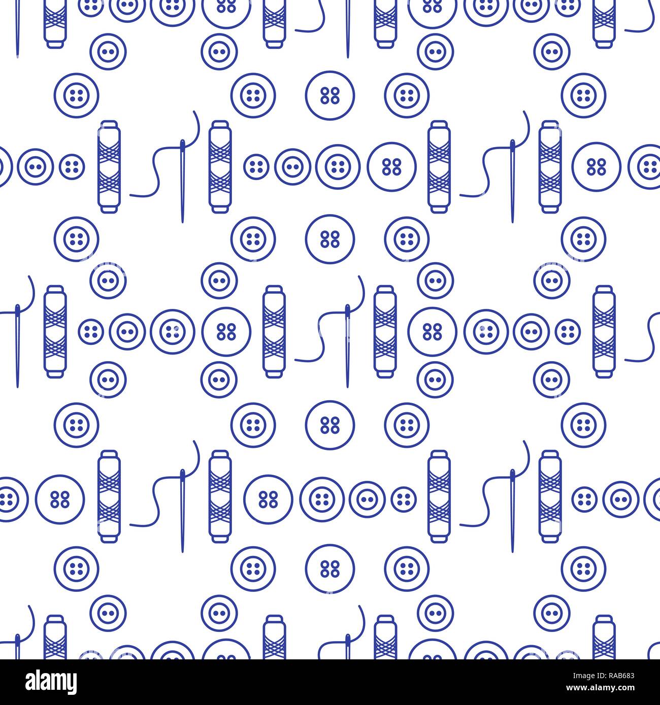 Seamless pattern with needles, buttons, threads. Sewing and needlework ...