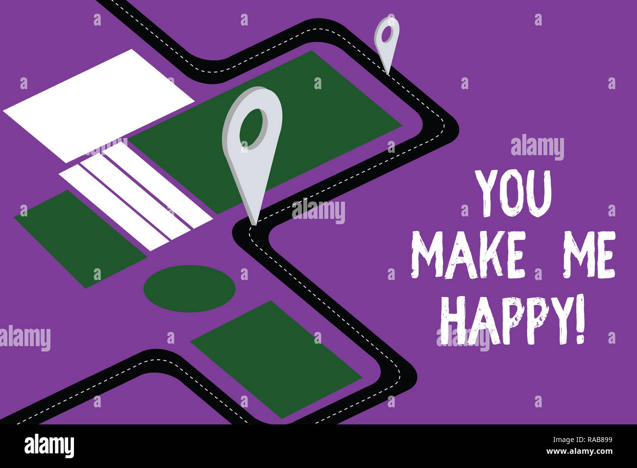 Handwriting text You Make Me Happy. Concept meaning Something or Someone  that gives pleasure and enjoyment Road Map Navigation Marker 3D Locator Pin  f Stock Photo - Alamy