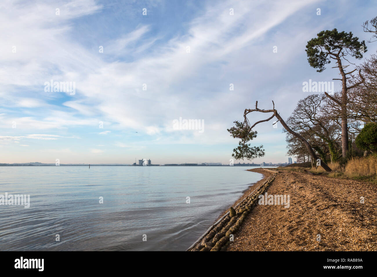 Weston Shore looking towards Southampton Stock Photo