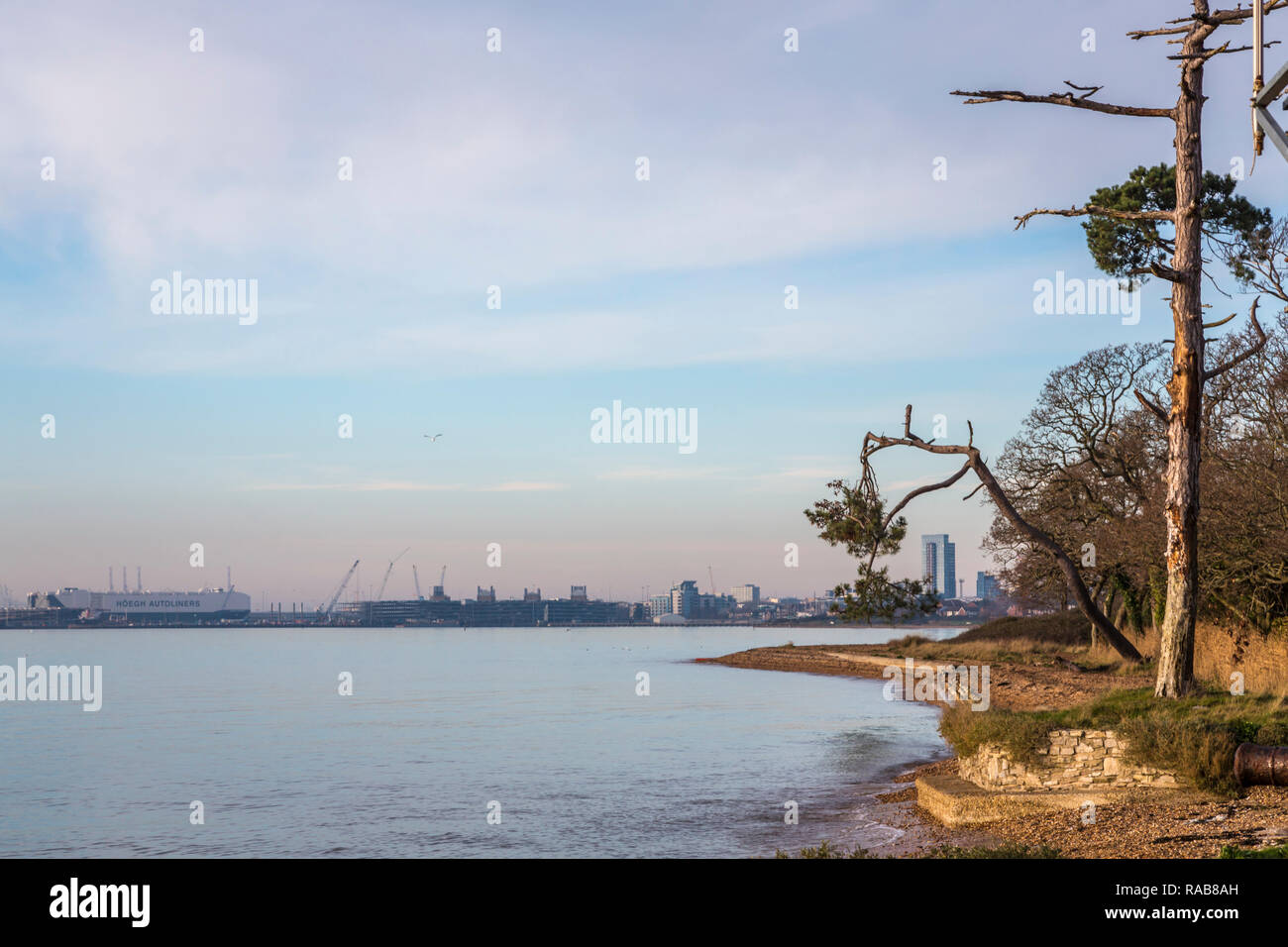 Weston Shore looking towards Southampton Stock Photo