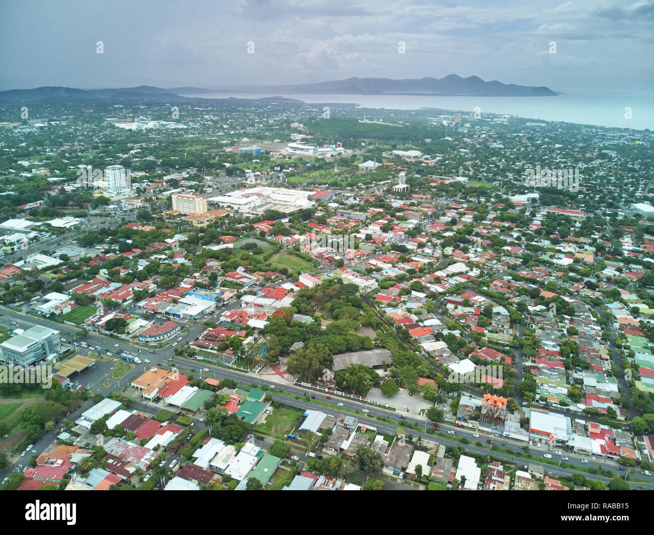 Center of managua city aerial drone view Stock Photo