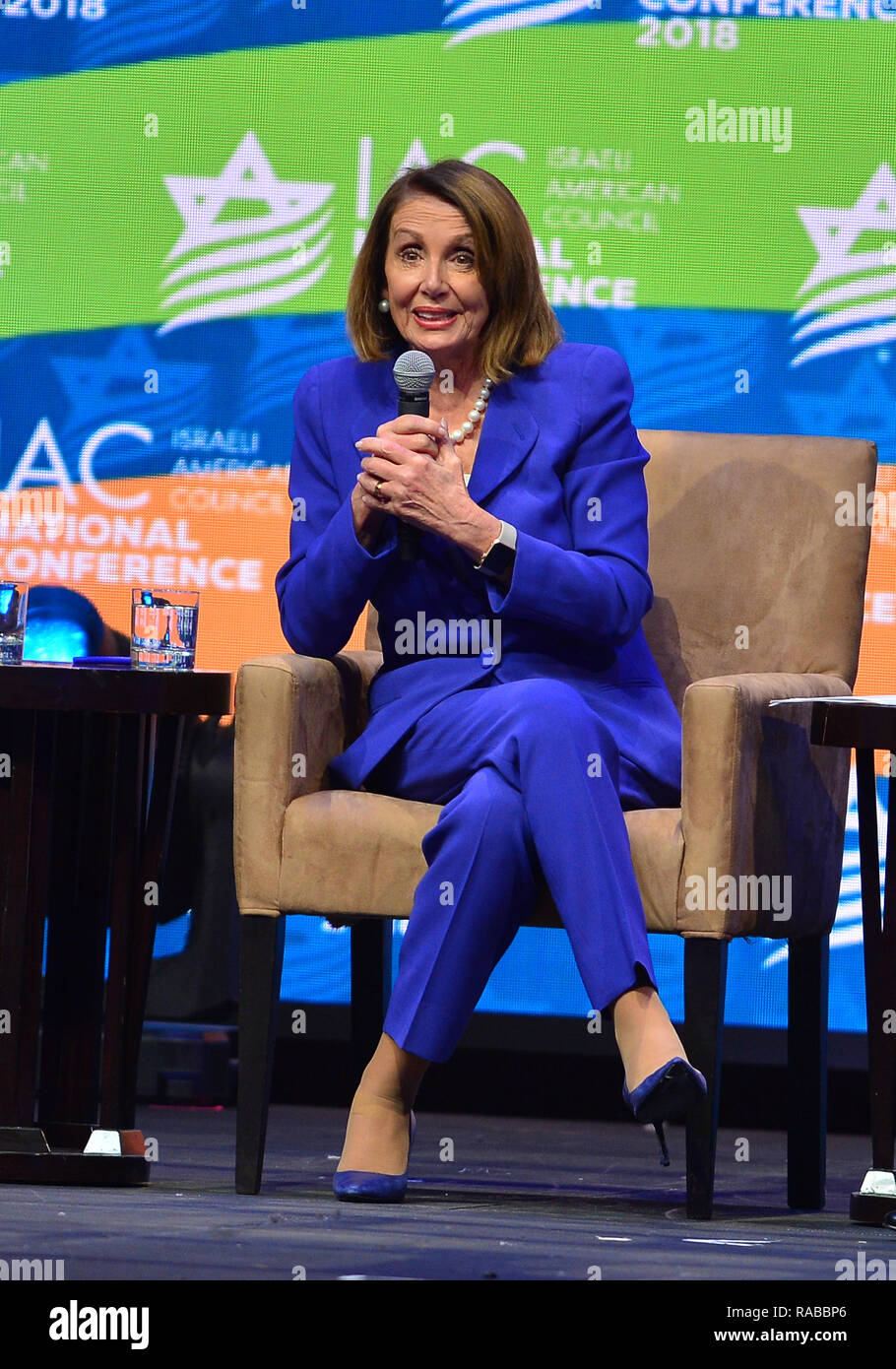 The 5th Israeli-American Council National Conference 2018 at the Diplomat Resort Hollywood on December 02, 2018 in Hollywood, Florida.  Featuring: House Democratic Leader Nancy Pelosi (D-CA) Where: Hollywood, Florida, United States When: 02 Dec 2018 Credit: Johnny Louis/WENN.com Stock Photo