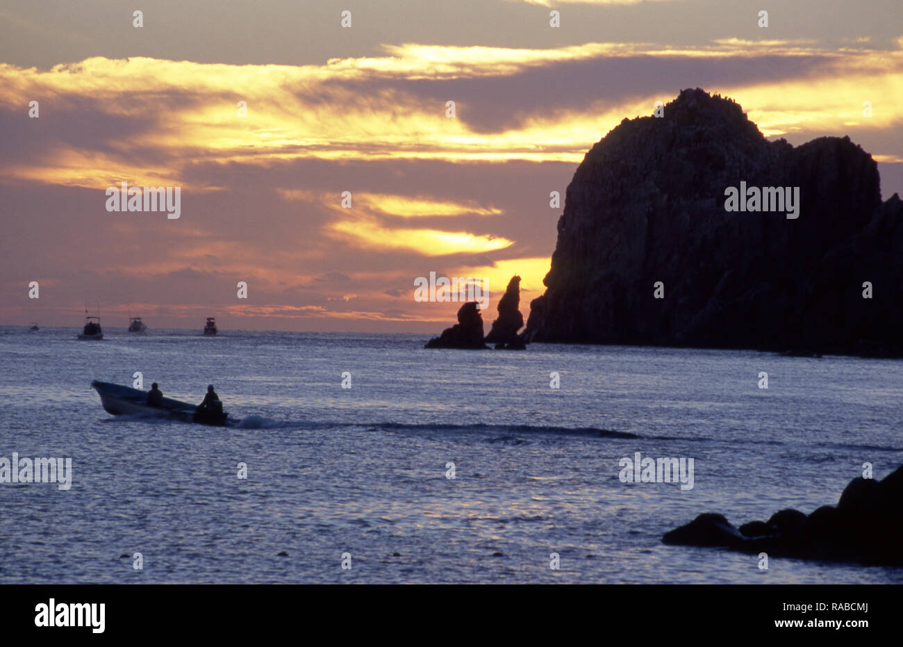Cabo San Lucas seascape at sunset in Baja Mexico Stock Photo