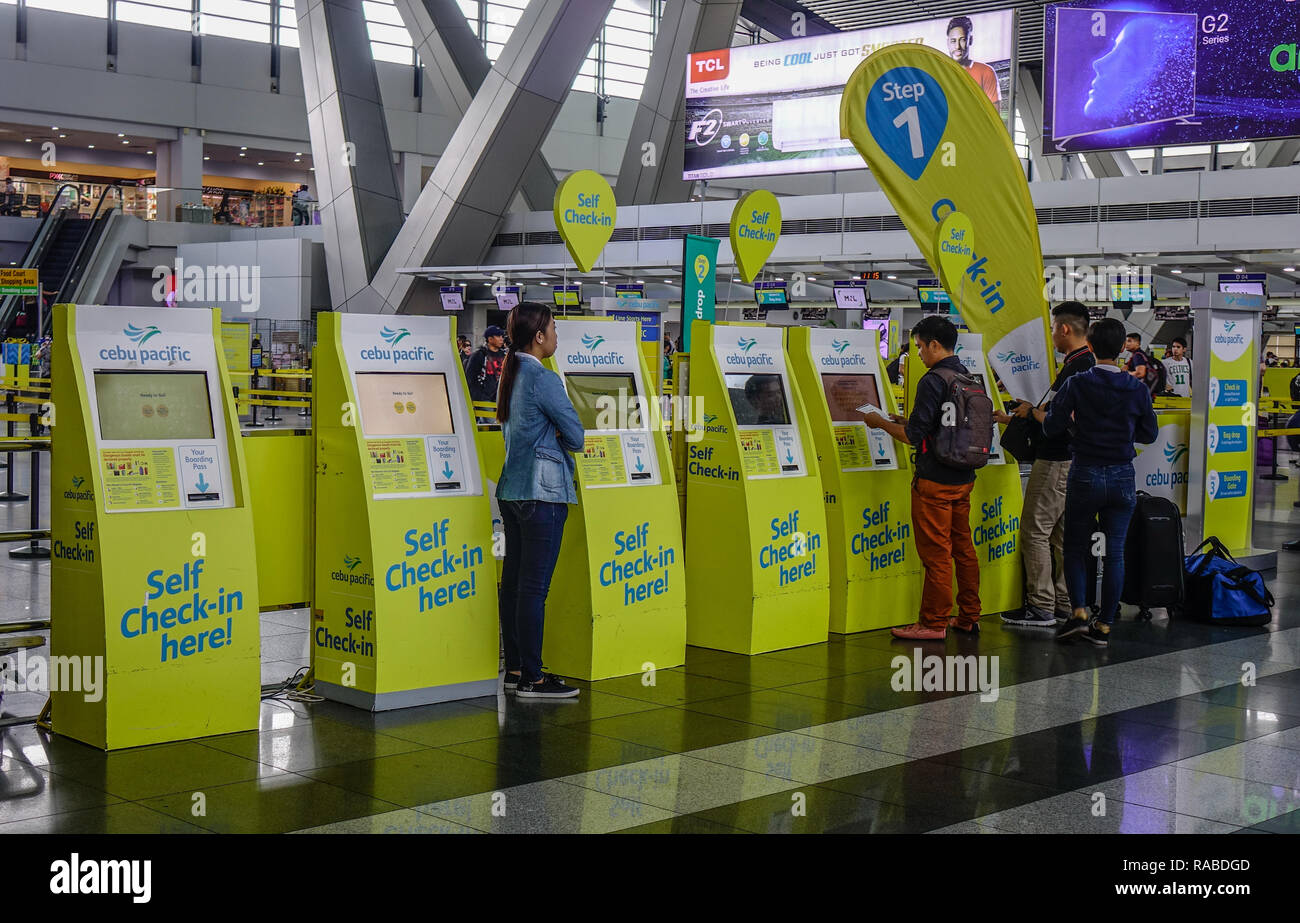 Naia Check In Manila, Philippines - Dec 4, 2018. Self-check-in at Ninoy Aquino ...