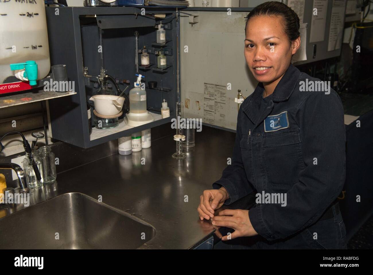 ATLANTIC OCEAN (Jan. 22, 2017) Fireman Lorena Thompson, from Spring