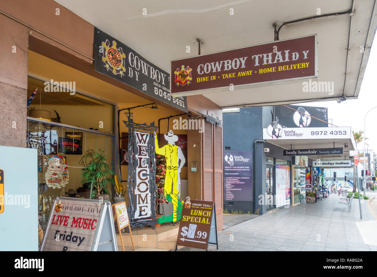 Cowboy Thai Restaurant. Sydney suburb Dee Why Stock Photo