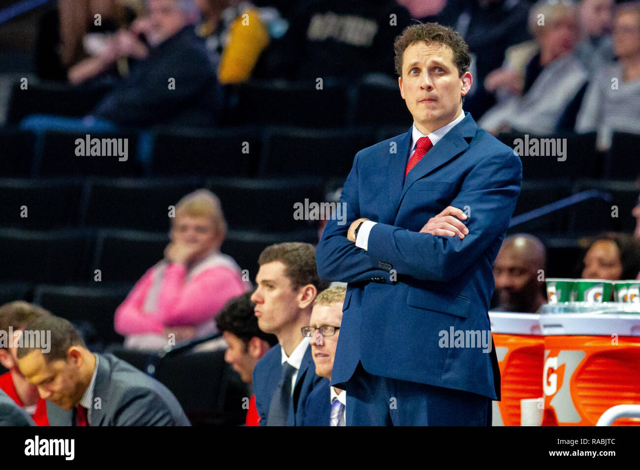 Winston-Salem, NC, USA. 2nd Jan, 2019. Cornell Big Red head coach Brian Earl watches the NCAA Basketball matchup at LJVM Coliseum in Winston-Salem, NC. (Scott Kinser/Cal Sport Media) Credit: csm/Alamy Live News Stock Photo