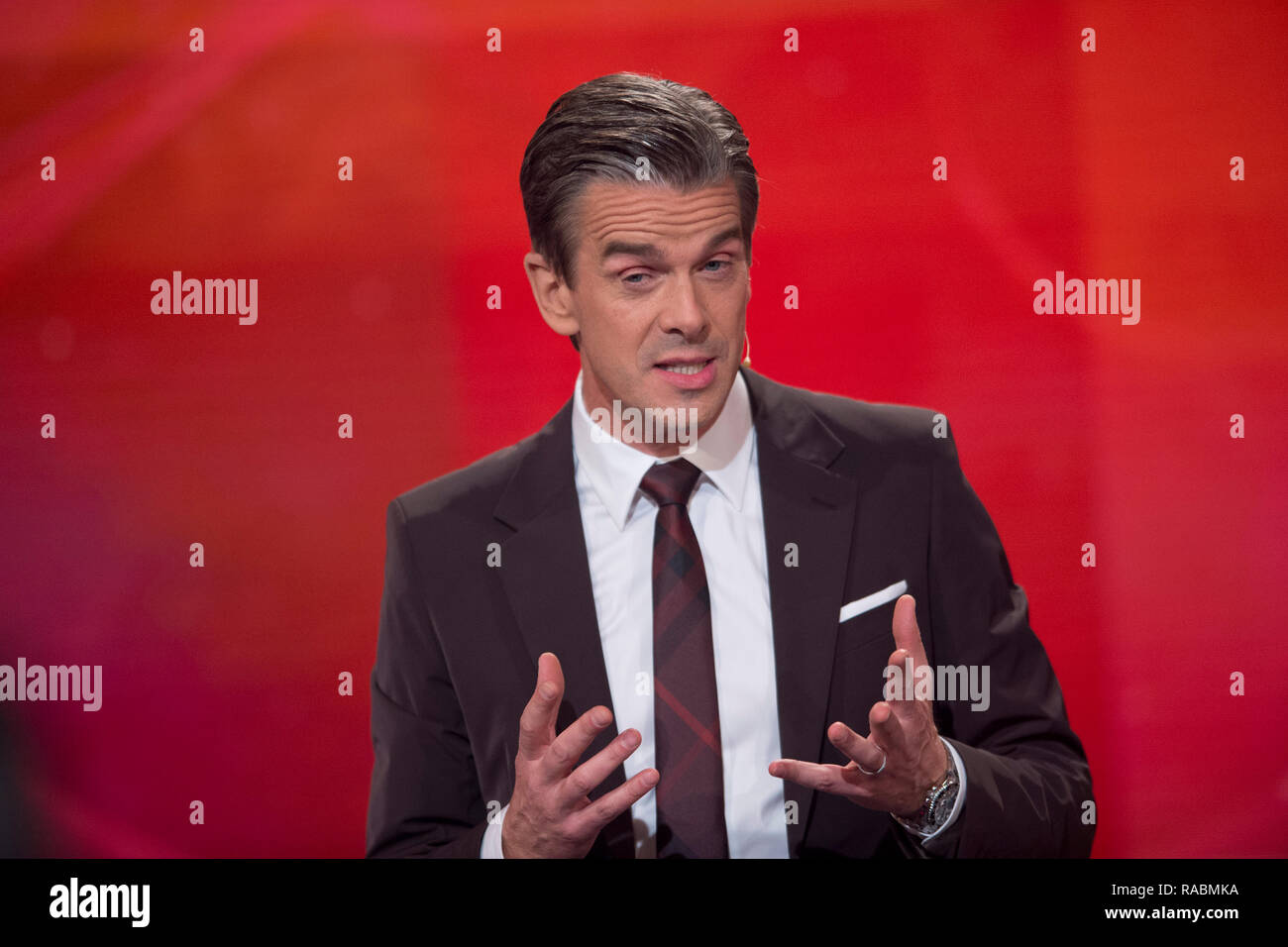 Moderator Markus LANZ, on the show 'Menschen 2018', Annual Review on ZDF, broadcast on 20.12.2018 at 10:15 pm on ZDF, recorded on 17.12.2018 in Hamburg, Â | usage worldwide Stock Photo