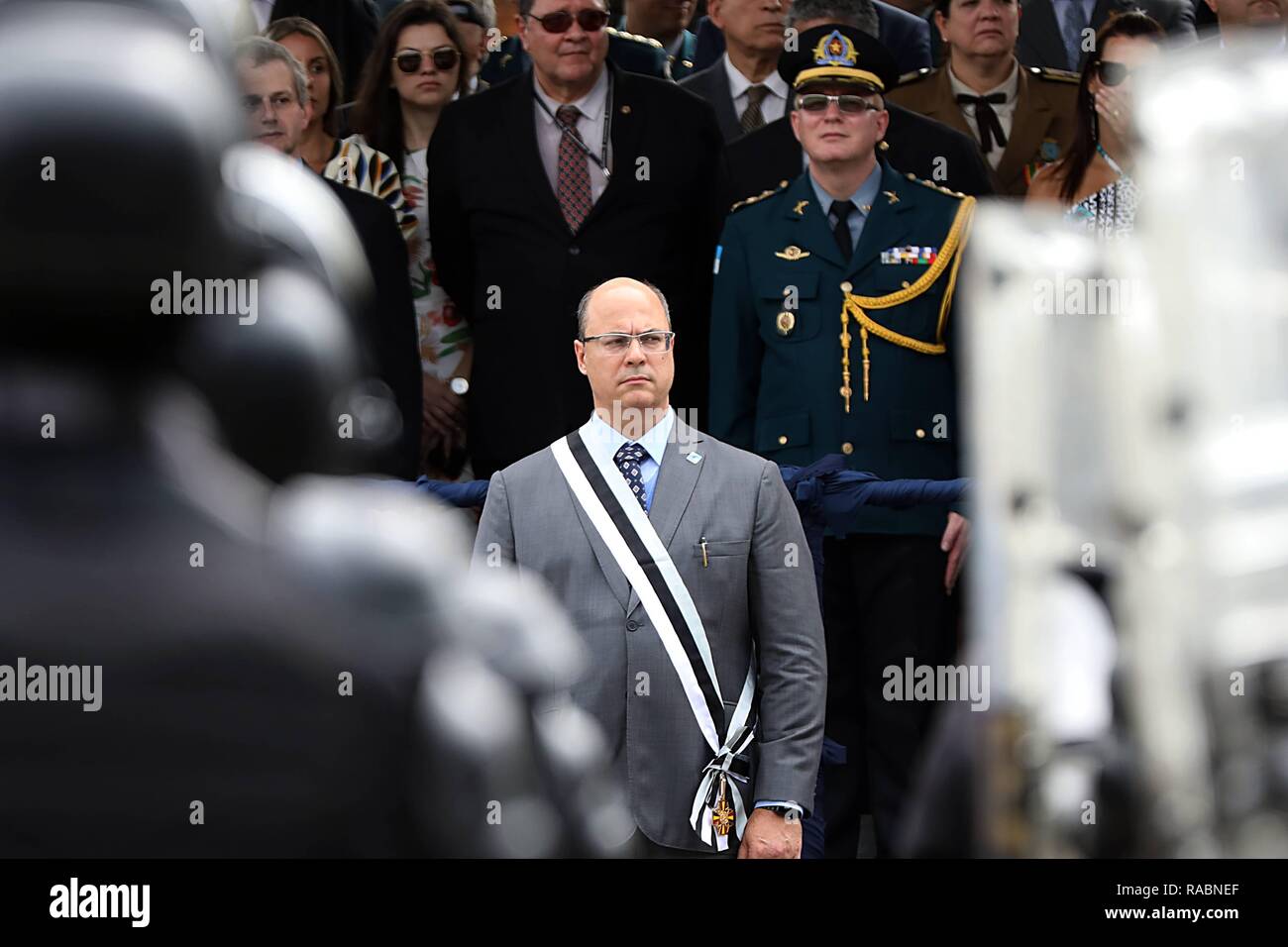 Rio De Janeiro, Brazil. 03rd Jan, 2019. Governor Wilson Witzel during the inauguration ceremony of Colonel PM Rogério Figueiredo de Lacerda to the position of commander general of the Rio de Janeiro State Military Police (PMERJ) held at the Shooting Police Battalion Court in Rio de Janeiro, RJ. Credit: Lucas Tavares/FotoArena/Alamy Live News Stock Photo