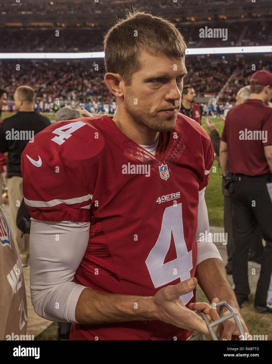 Santa Clara, California, USA. 20th Dec, 2014. San Francisco 49ers punter Andy Lee (4) on Saturday, December 20, 2014, at Levis Stadium in Santa Clara, California. The Chargers defeated the 49ers 38-35 in overtime. Credit: Al Golub/ZUMA Wire/Alamy Live News Stock Photo
