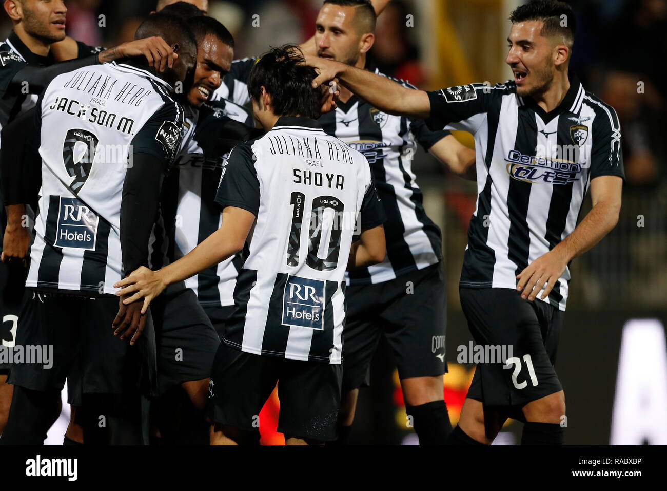 The Estadio Municipal De Portimao Portimao Portugal 2nd Jan 2019 Portimonense Team Group Portimonense January 2 2019 Football Soccer Portimonense Team Group Celebrate After Of Benfica During Portugal Liga Nos Match