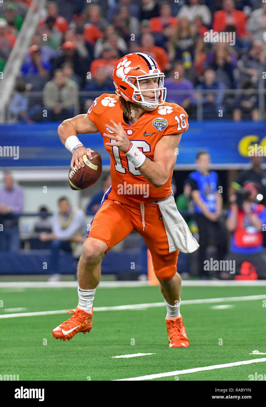 December 29, 2018: Clemson Tigers quarterback Trevor Lawrence #16 in the  NCAA Cotton Bowl Classic Bowl Game Football game between the University of  Notre Dame Fighting Irish and the Clemson University Tigers