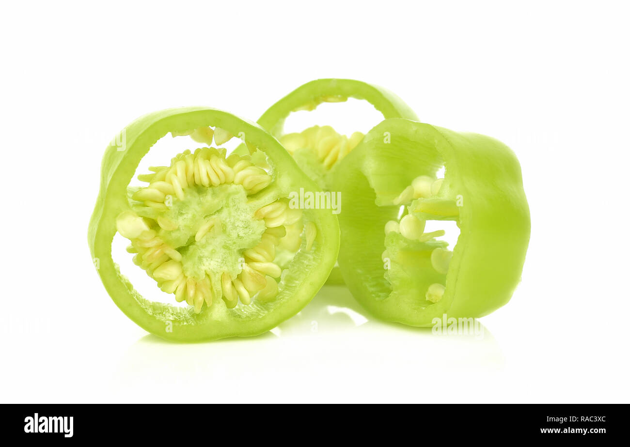 Sliced green pepper isolated on white background Stock Photo - Alamy