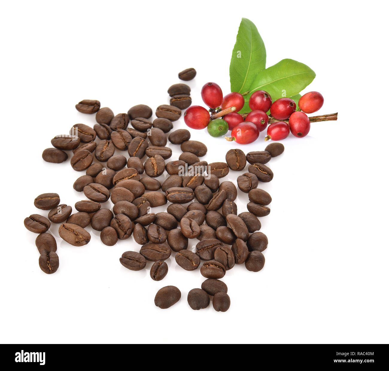 fresh coffee beans isolated on white background Stock Photo - Alamy