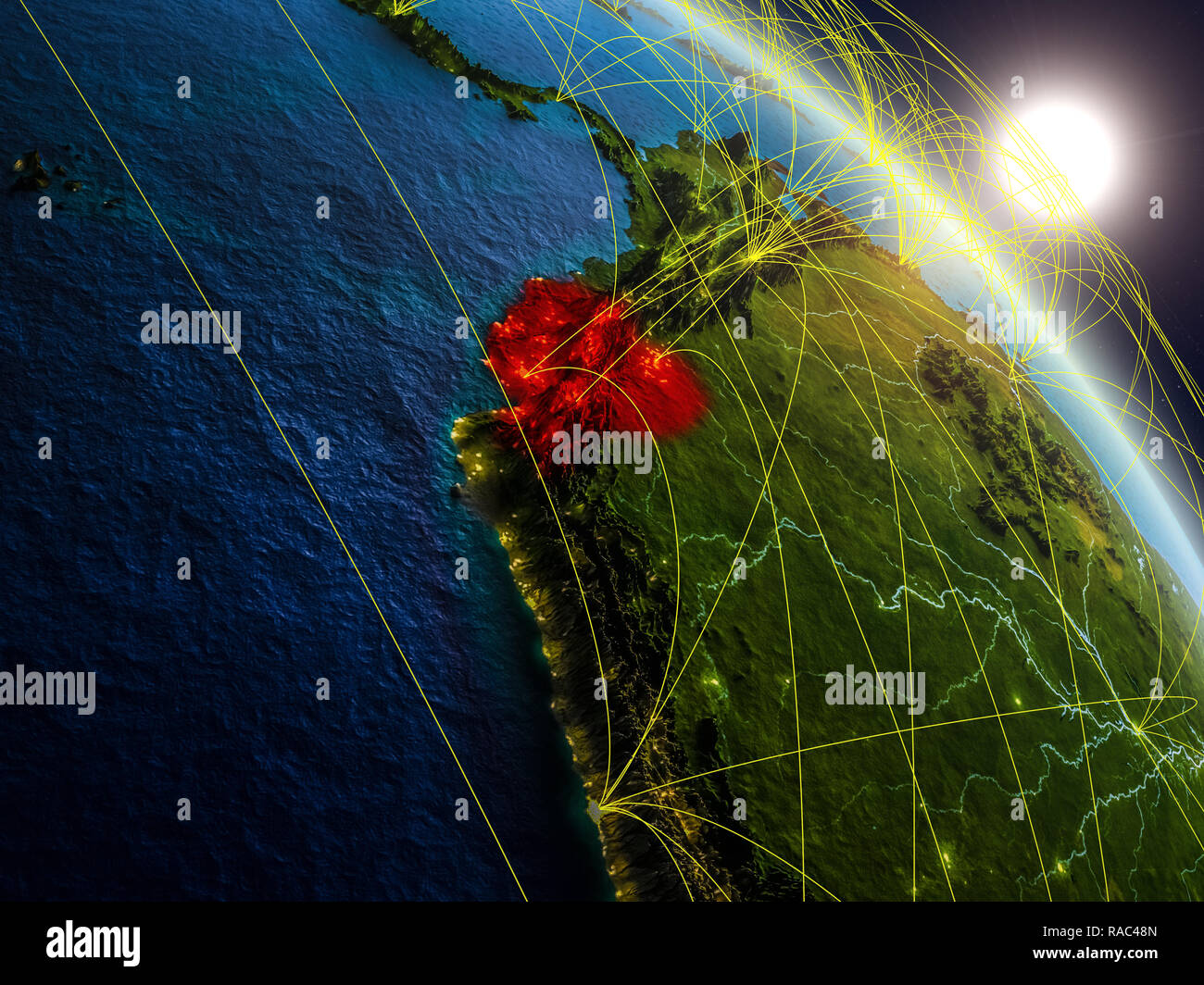 Ecuador Technology Ecuador from space on realistic model of planet Earth with network ...