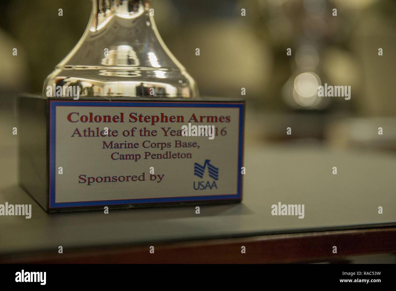 2016 athlete of the year trophy awarded to U.S. Marine Corps Col