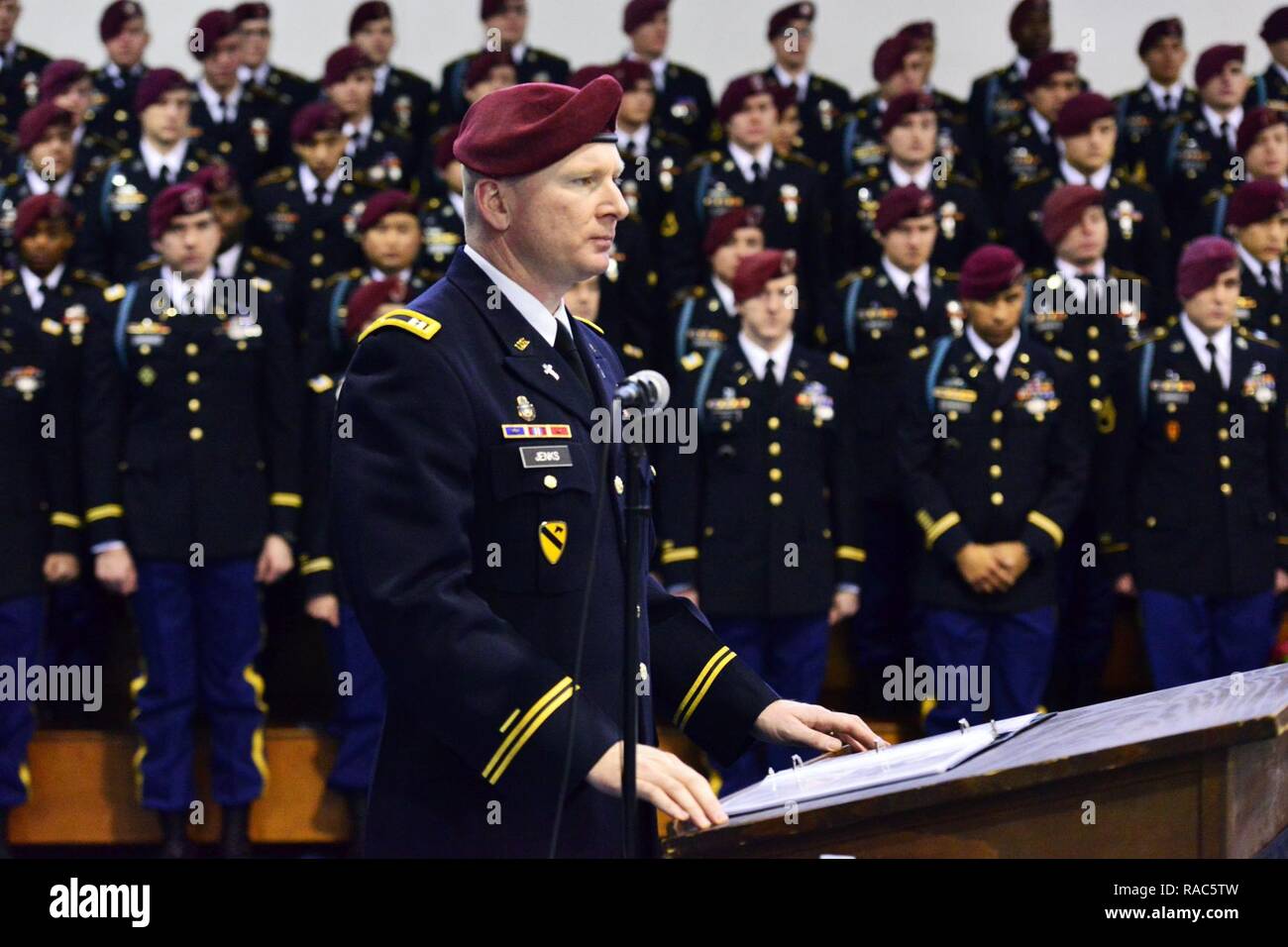 Capt. Mallie Jenks, 173rd Airborne Battalion chaplain, gives the ...