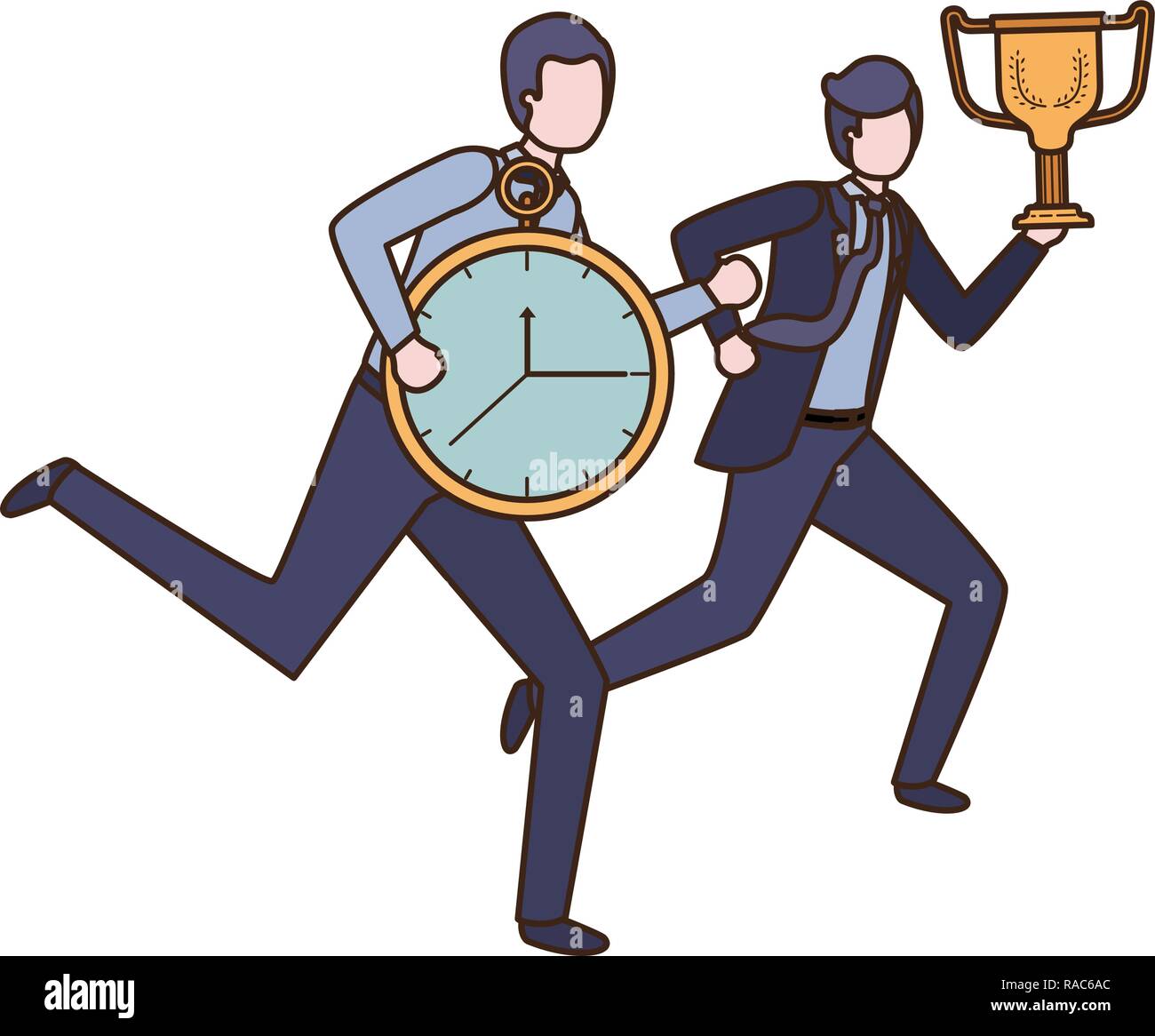 businessmen with clock and trophy avatar character Stock Vector Image ...