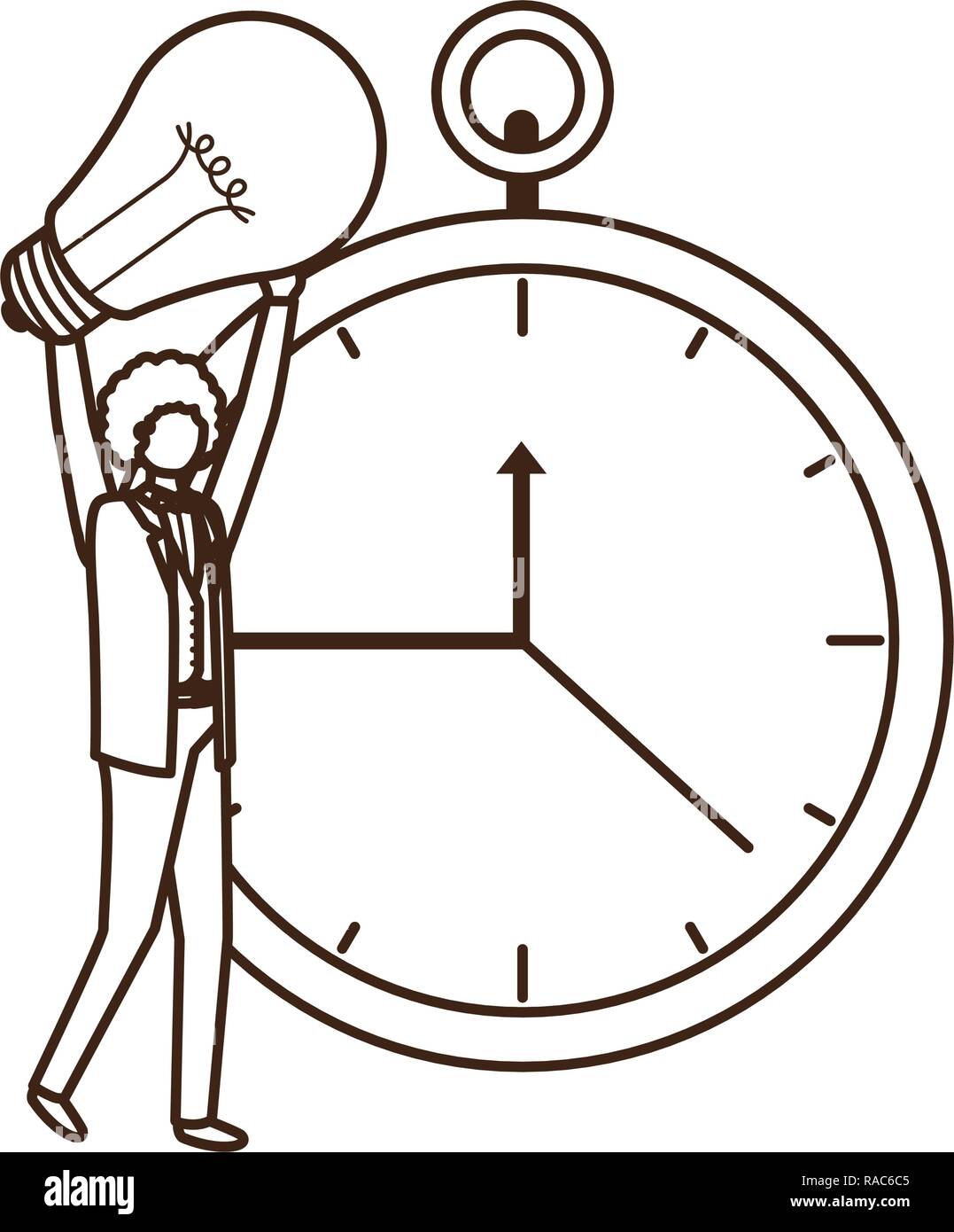 businessman with clock and light bulb character Stock Vector Image ...