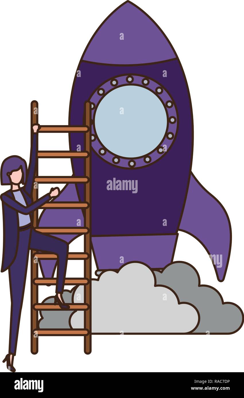 businesswoman with rocket and stair avatar character Stock Vector Image ...