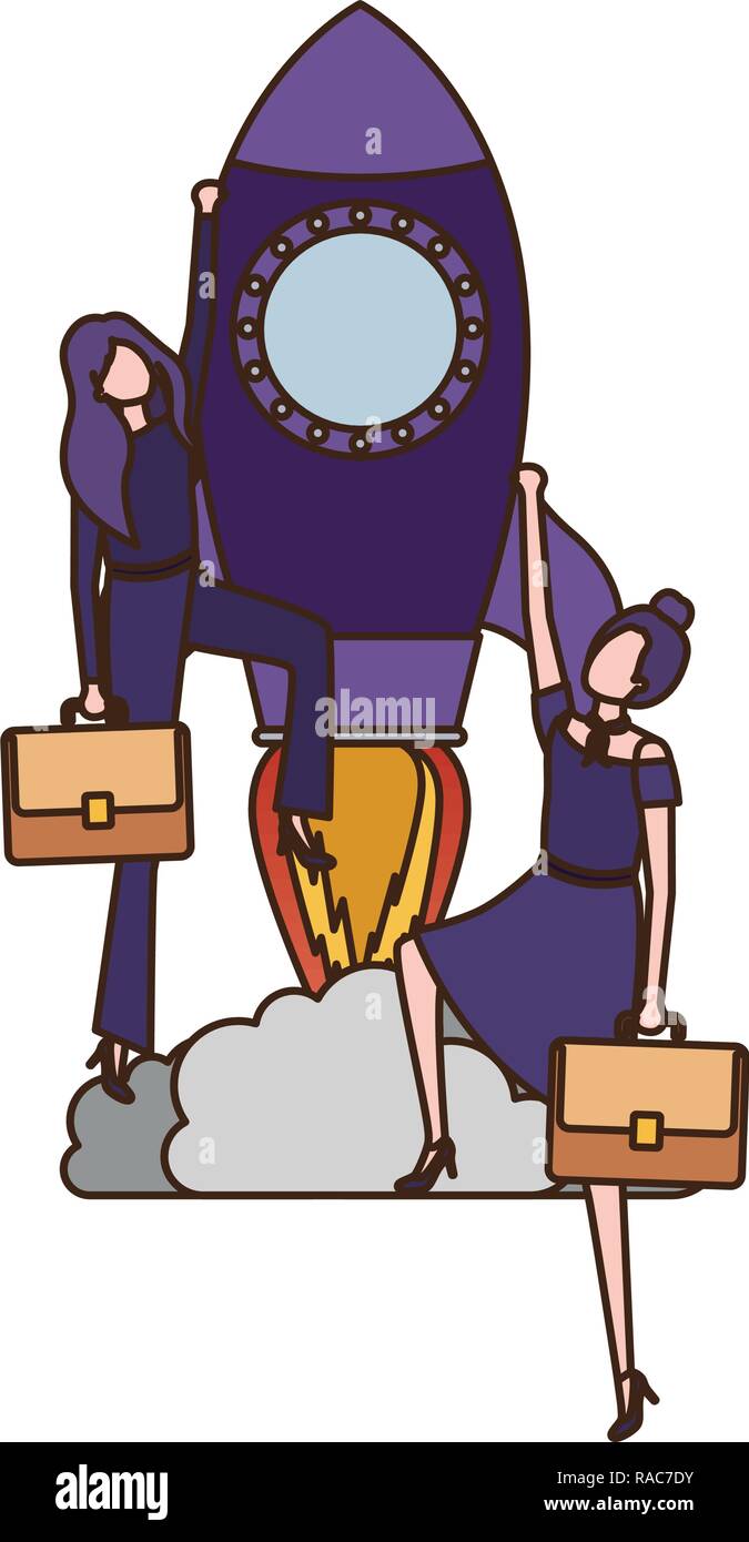 businesswomen with rocket avatar character Stock Vector Image & Art - Alamy