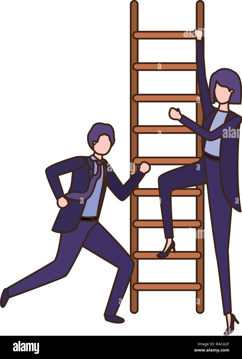 business couple with stair avatar character Stock Vector Image & Art ...