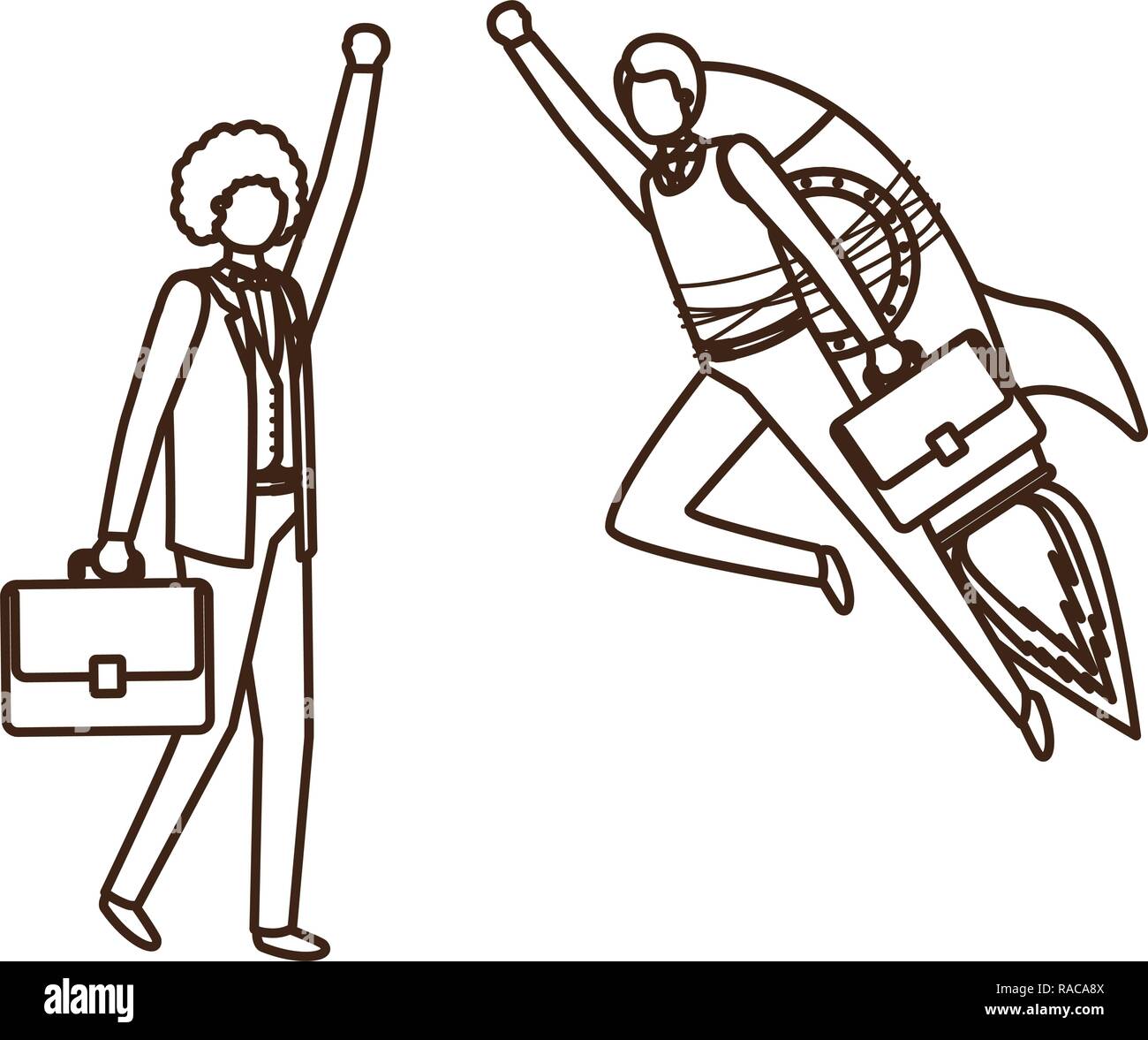 businessmen with rocket avatar character Stock Vector Image & Art - Alamy