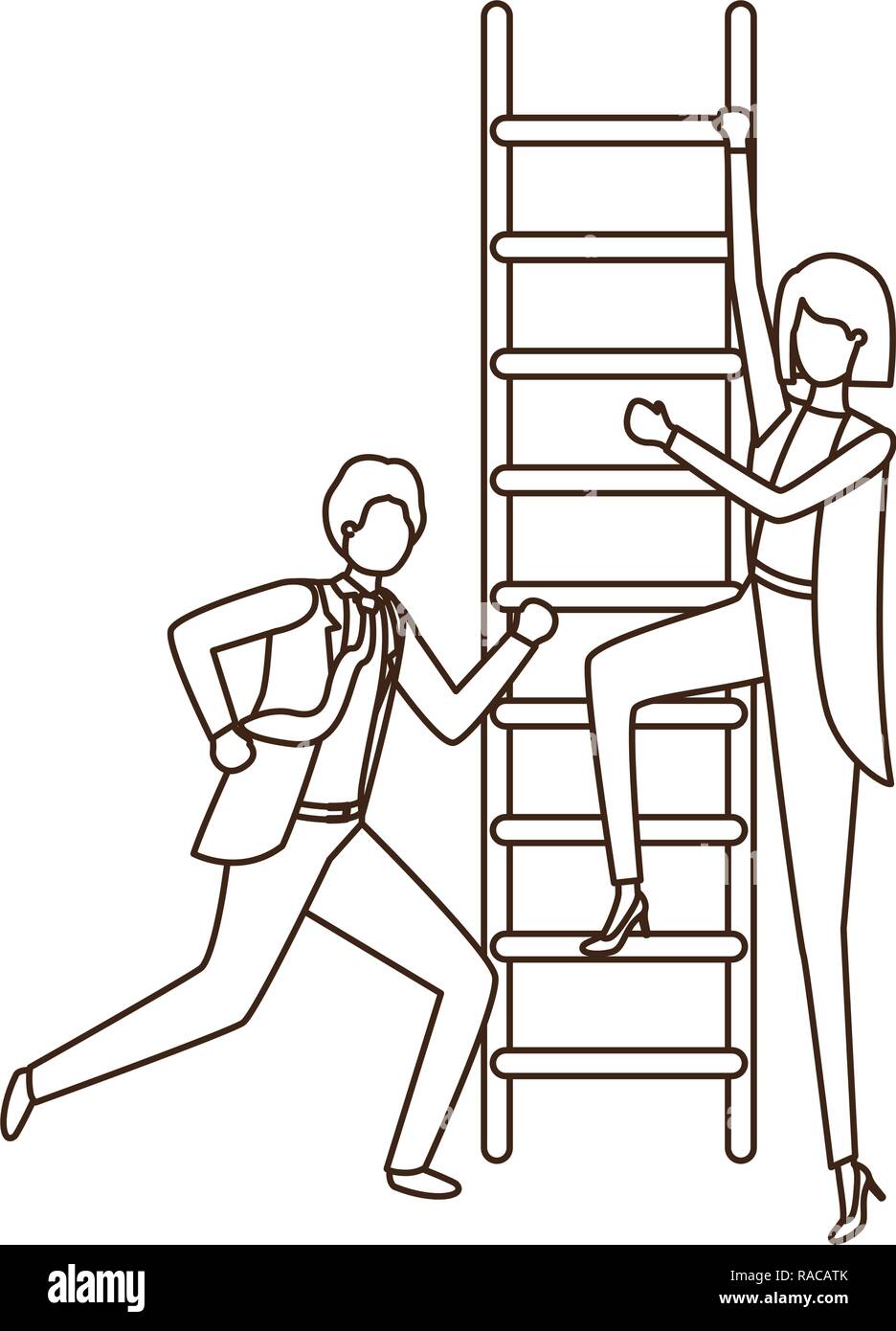 business couple with stair avatar character Stock Vector Image & Art ...