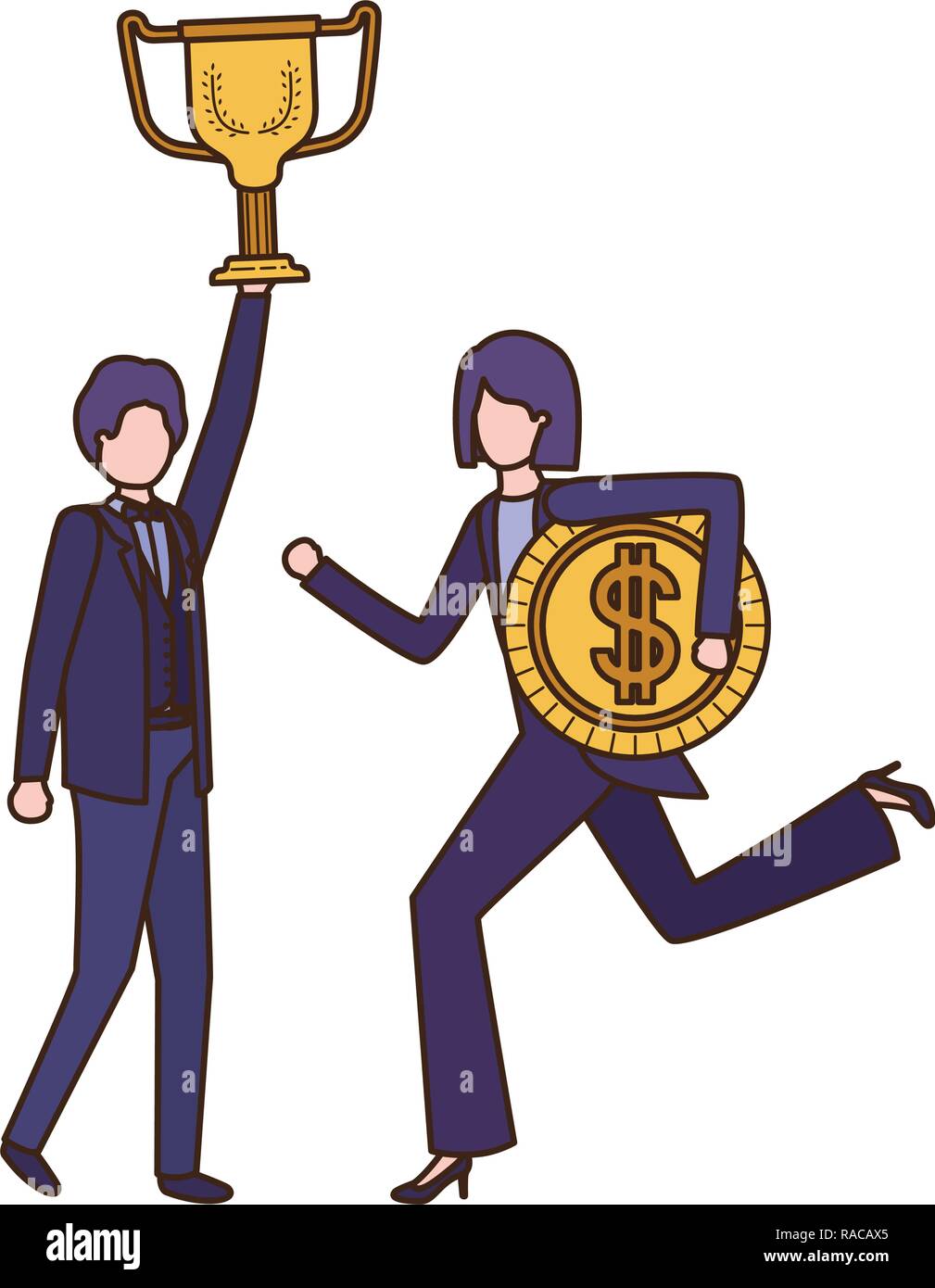 business couple with trophy and coin character Stock Vector Image & Art ...