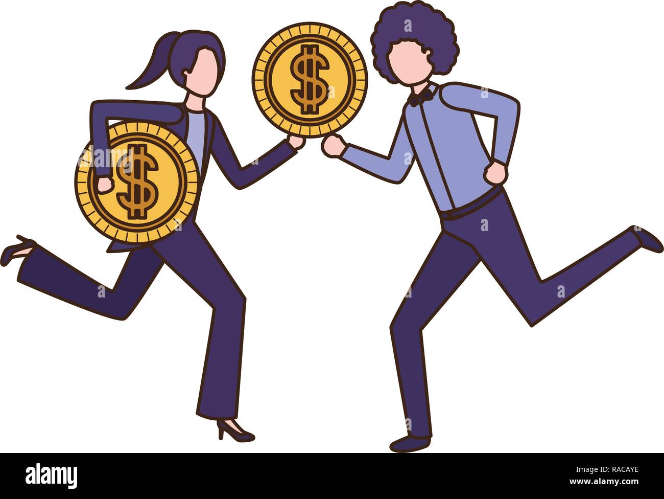 business couple with dollar sign avatar character Stock Vector Image ...