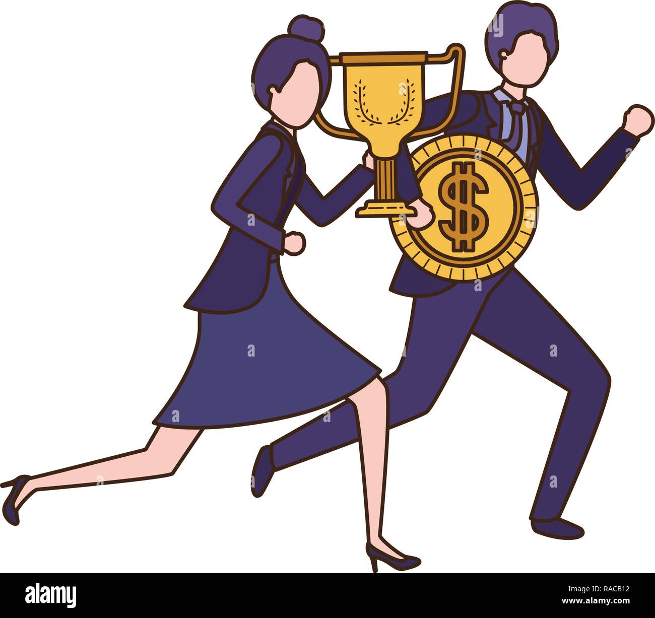business couple with trophy and coin character Stock Vector Image & Art ...