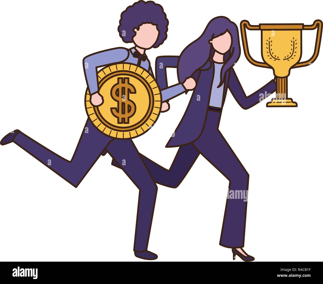 business couple with trophy and coin character Stock Vector Image & Art ...