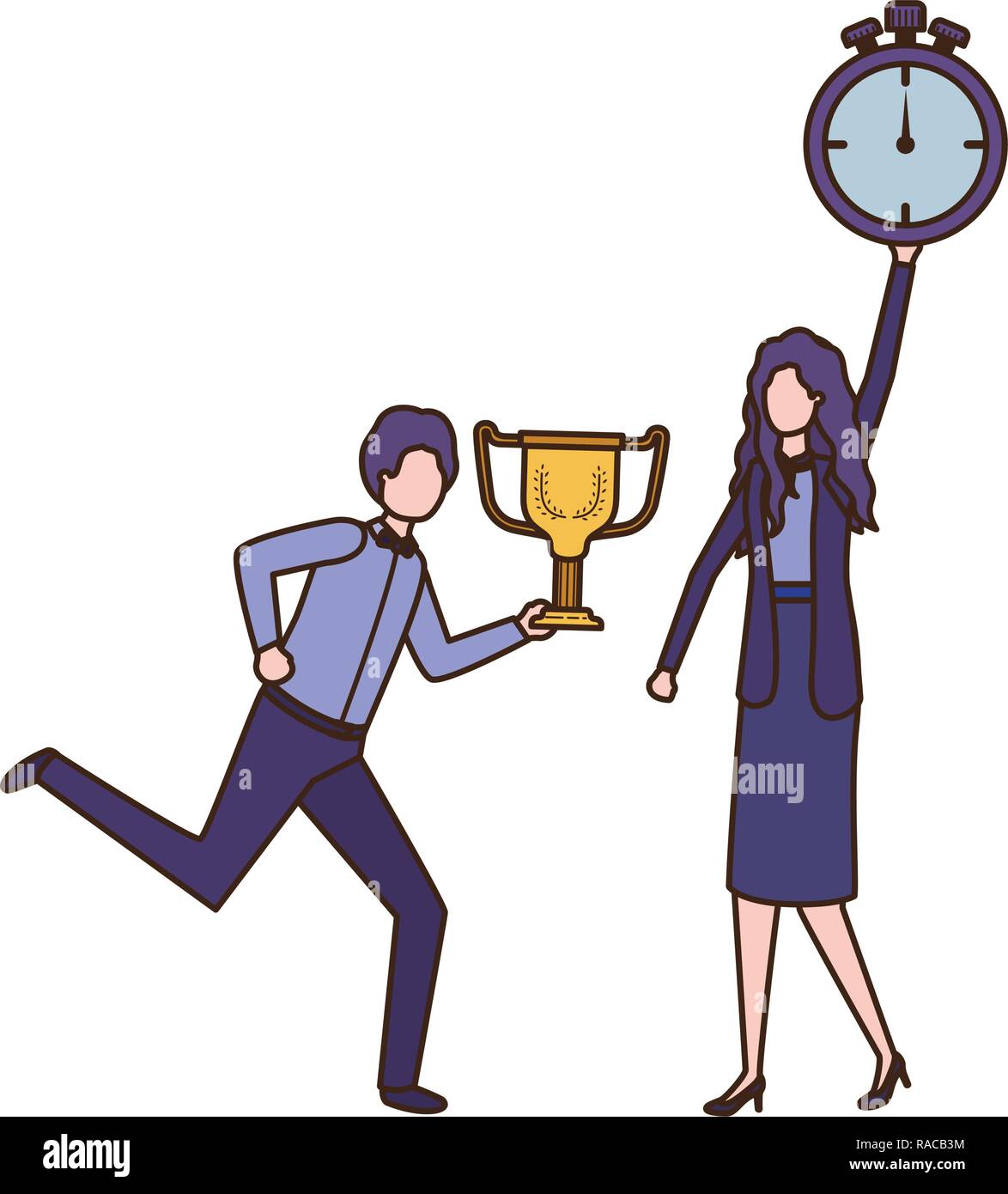 business couple with clock and trophy avatar character Stock Vector ...