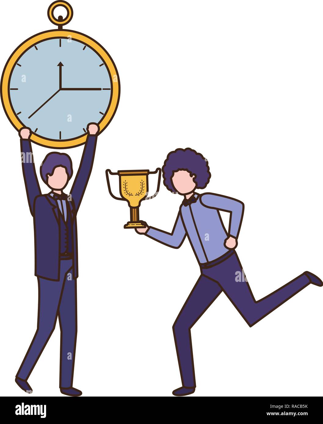 businessmen with clock and trophy avatar character Stock Vector Image ...