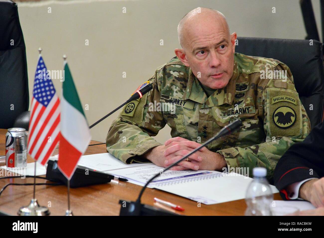 Lt. Gen. Charles D. Luckey, Commanding General U.S. Army Reserve Command, addresses, during visit at Center of Excellence for Stability Police Units (CoESPU) Vicenza, Italy, January 20, 2017. Stock Photo