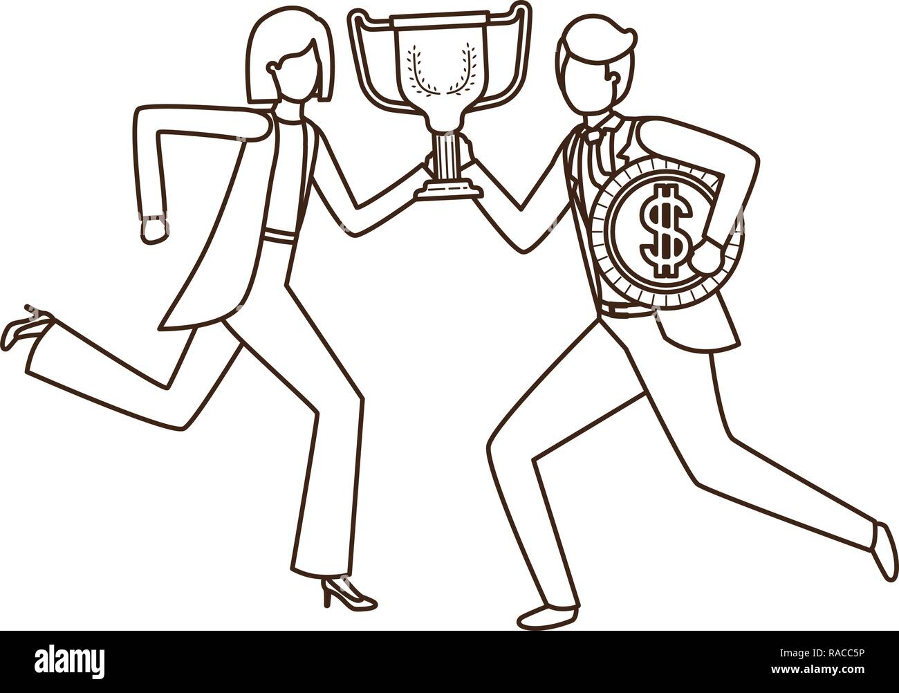 business couple with trophy and coin character Stock Vector Image & Art ...