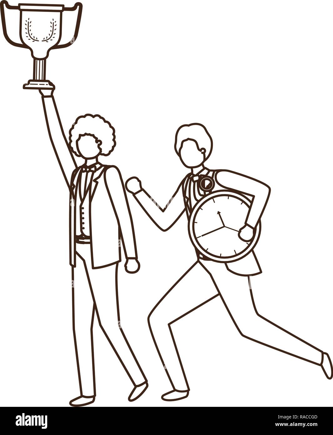 businessmen with clock and trophy avatar character Stock Vector Image ...