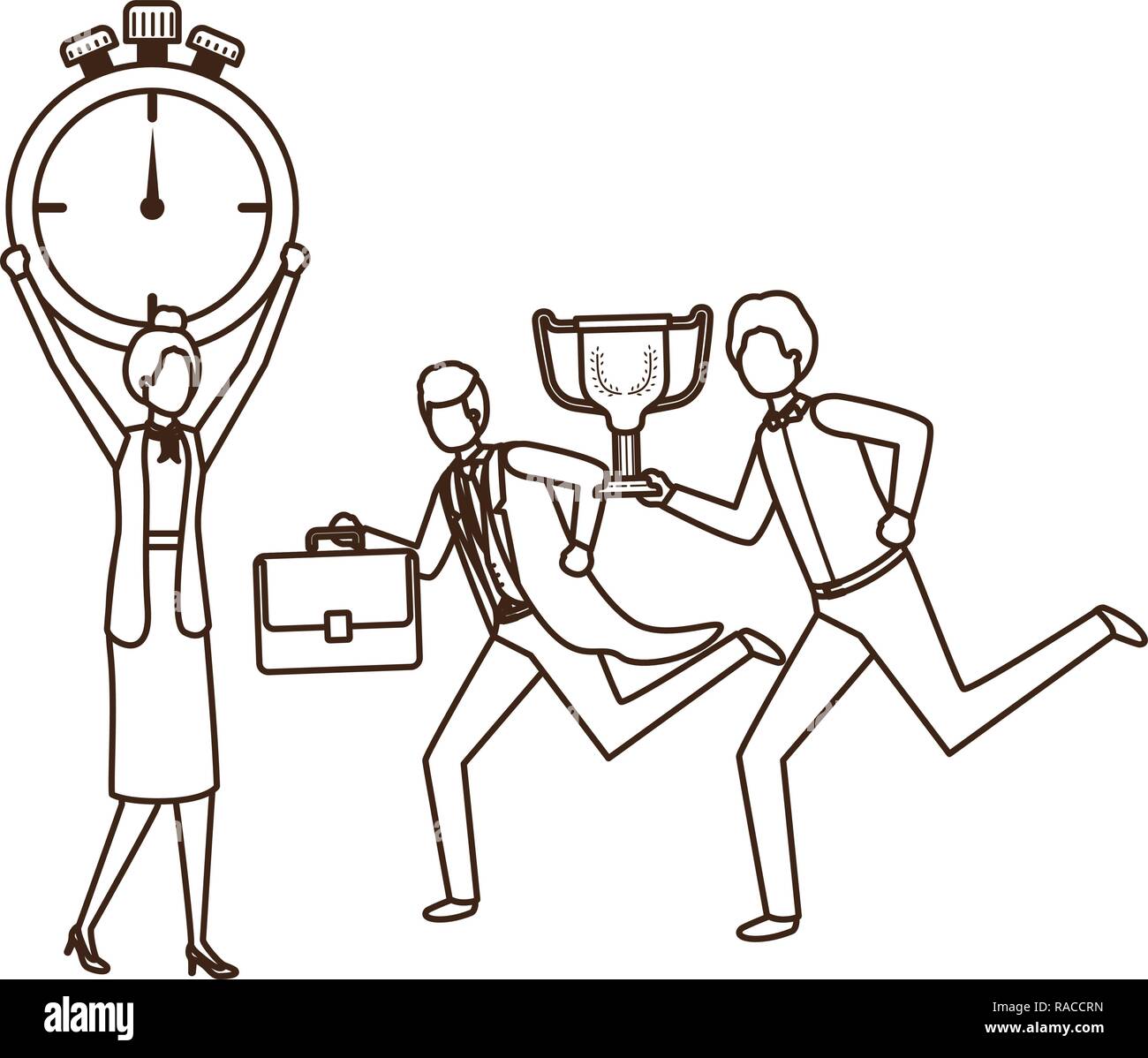 group of business with clock and trophy avatar character Stock Vector ...